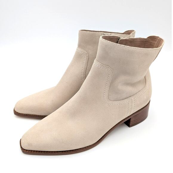 Cole Haan Naia Pointed Toe Block Heel Booties Women's Light Beige Size US8B - Picture 1 of 13
